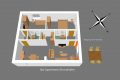 3D-Modell Bio-Apartment Strandhafer Appartementvermittlung Süderdün Sankt Peter-Ording
